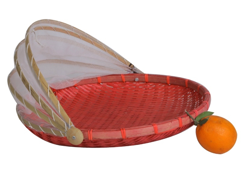 Artisanal Round Bamboo Food Tent with Collapsible Net Lid - Premium Eco-friendly Kitchenware
